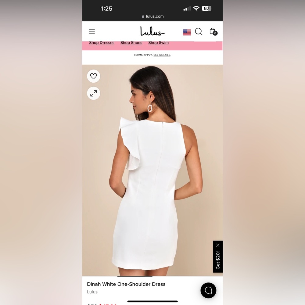 Lulu’s one shoulder ruffle sleeve white dress